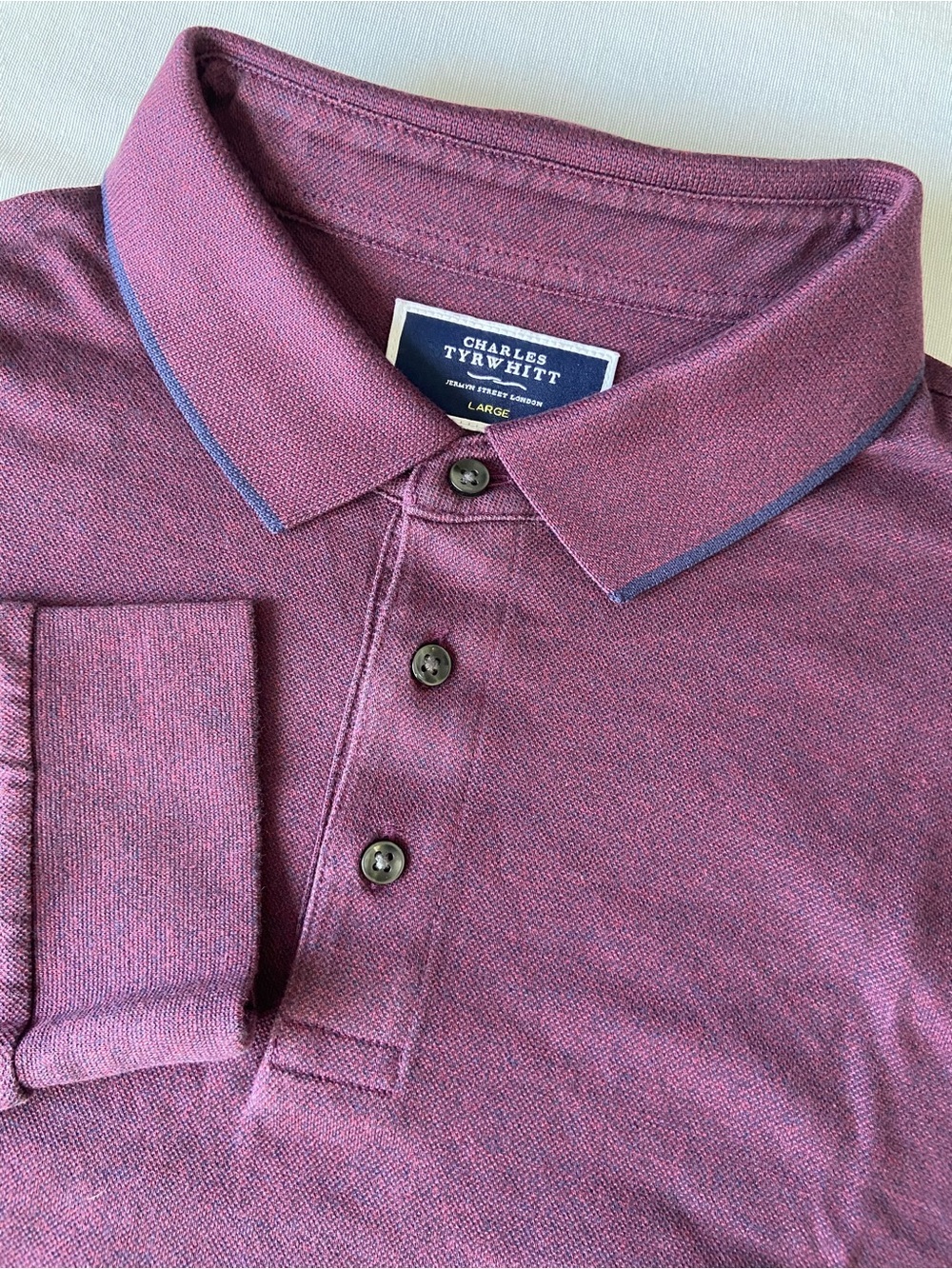 Charles Tyrwhitt Long Sleeve Polo in Deep Wine